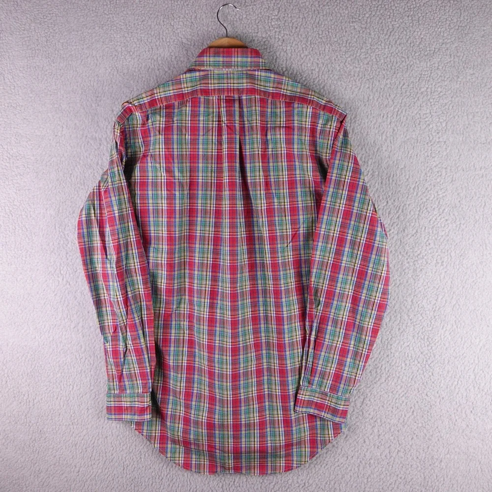 Polo Ralph Lauren Mens Classic Fit Plaid Button Down Shirt Red Green Blue S 14.5